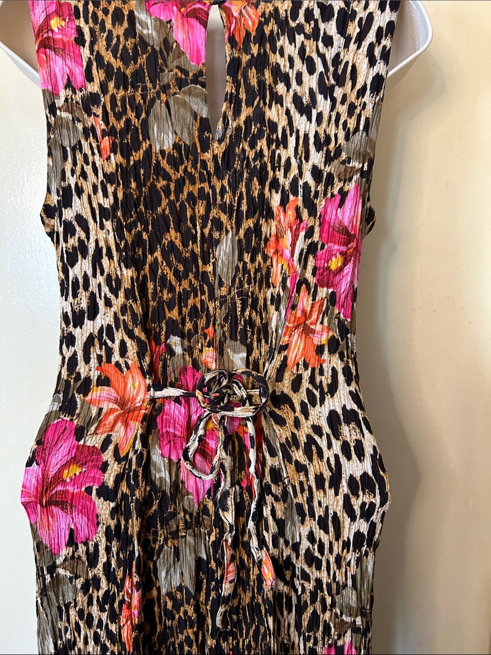 American Angel Vintage Floral and Cheetah Print Crinkle Dress size M - Picture 9 of 11